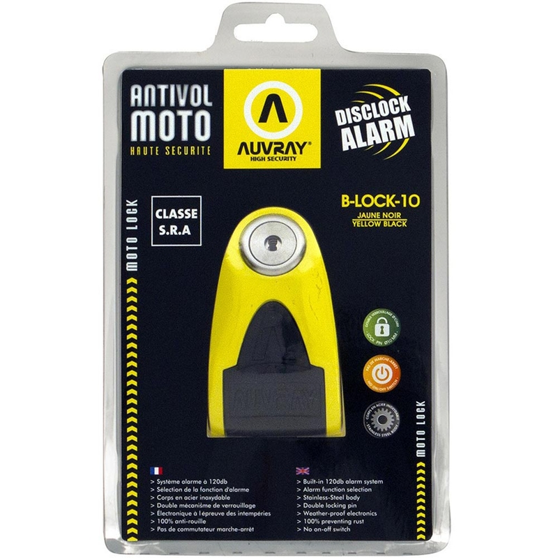 Piduriketta lukk Auvray B-Lock 10 alarmiga 120 dB kollane
