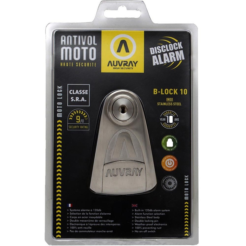 Auvray B-Lock 10 piduriketaslukk 120 dB alarmiga, hõbedane teras