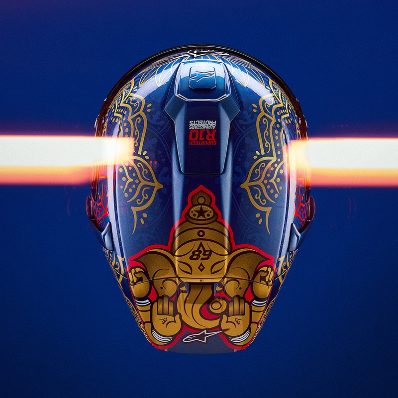 Täismaskiiver Alpinestars Supertech R10 Marthanator piiratud väljaandega JORGE MARTIN sinine pärlkuldpunane