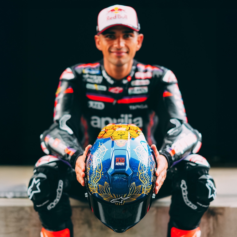 Täismaskiiver Alpinestars Supertech R10 Marthanator piiratud väljaandega JORGE MARTIN sinine pärlkuldpunane