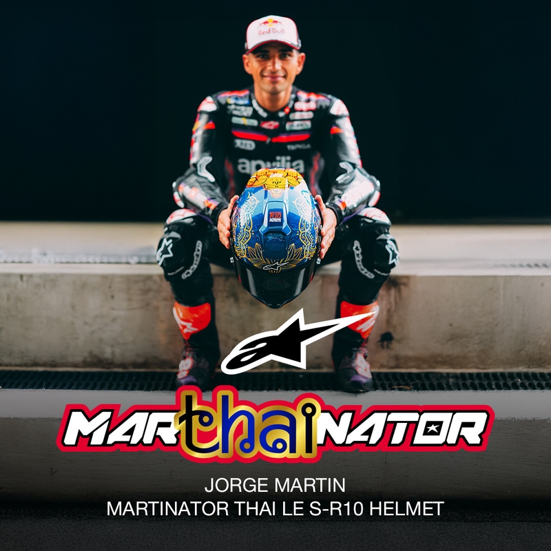 Täismaskiiver Alpinestars Supertech R10 Marthanator piiratud väljaandega JORGE MARTIN sinine pärlkuldpunane