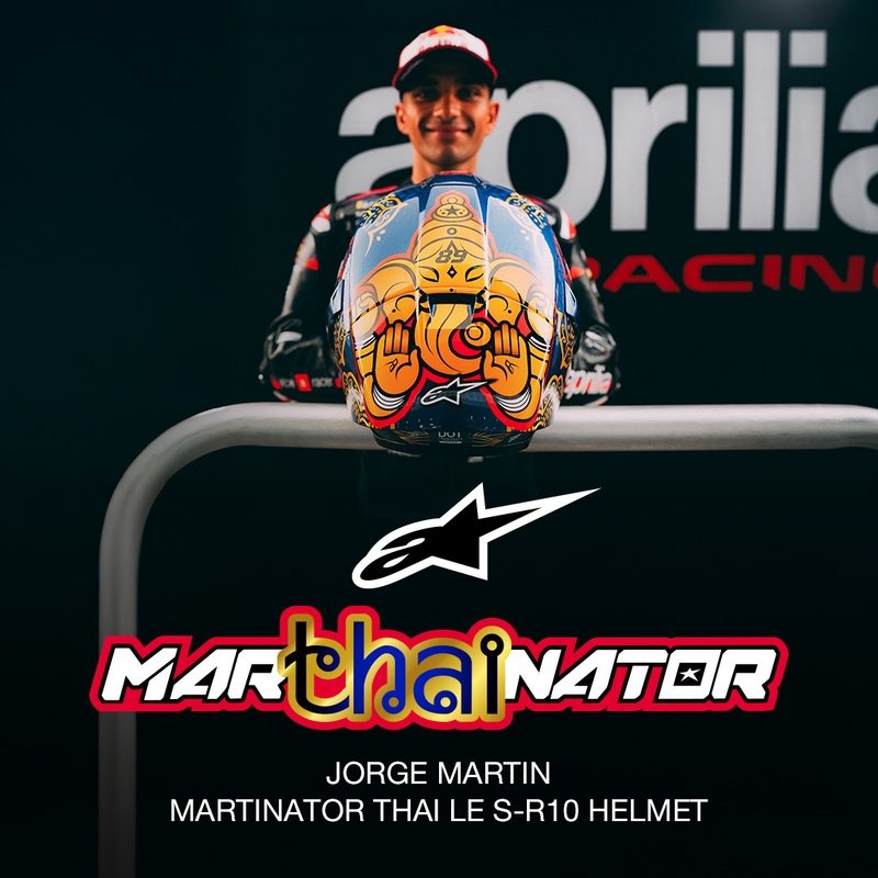 Täismaskiiver Alpinestars Supertech R10 Marthanator piiratud väljaandega JORGE MARTIN sinine pärlkuldpunane