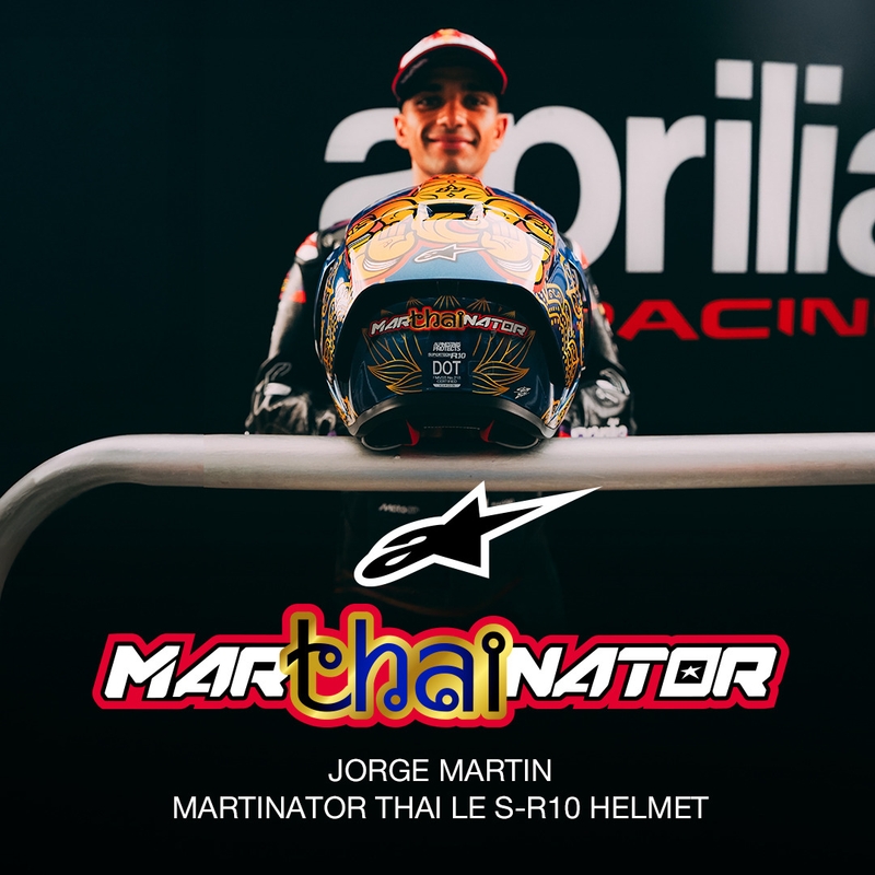 Täismaskiiver Alpinestars Supertech R10 Marthanator piiratud väljaandega JORGE MARTIN sinine pärlkuldpunane