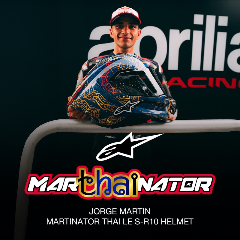 Täismaskiiver Alpinestars Supertech R10 Marthanator piiratud väljaandega JORGE MARTIN sinine pärlkuldpunane