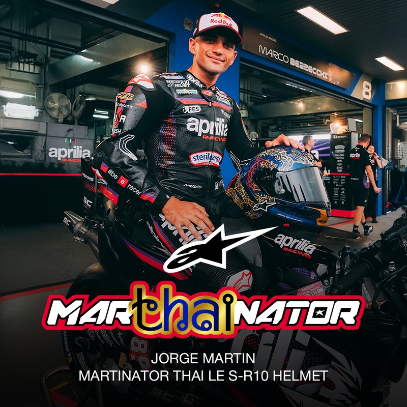 Täismaskiiver Alpinestars Supertech R10 Marthanator piiratud väljaandega JORGE MARTIN sinine pärlkuldpunane
