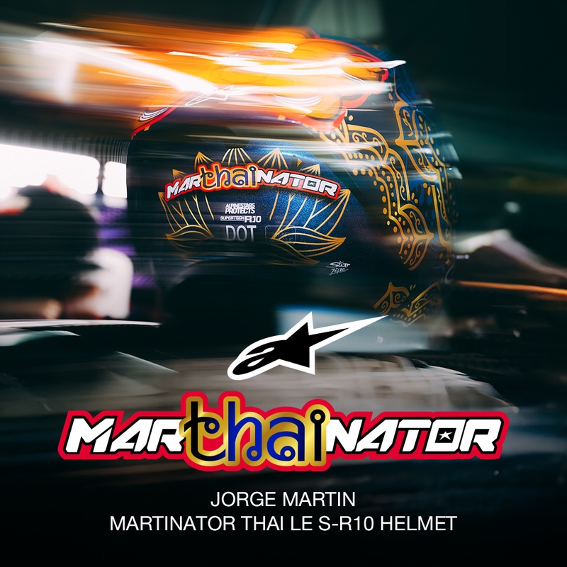 Täismaskiiver Alpinestars Supertech R10 Marthanator piiratud väljaandega JORGE MARTIN sinine pärlkuldpunane