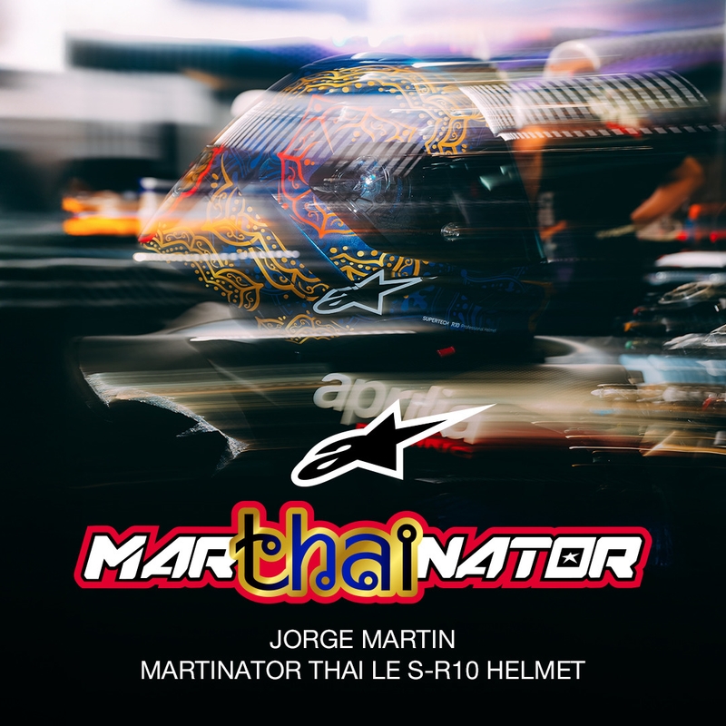 Täismaskiiver Alpinestars Supertech R10 Marthanator piiratud väljaandega JORGE MARTIN sinine pärlkuldpunane