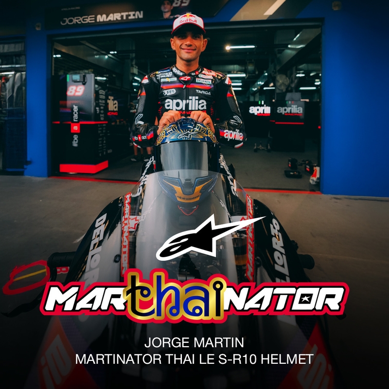 Täismaskiiver Alpinestars Supertech R10 Marthanator piiratud väljaandega JORGE MARTIN sinine pärlkuldpunane