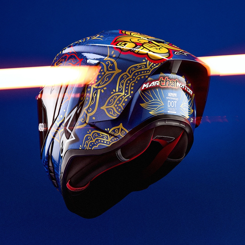 Täismaskiiver Alpinestars Supertech R10 Marthanator piiratud väljaandega JORGE MARTIN sinine pärlkuldpunane