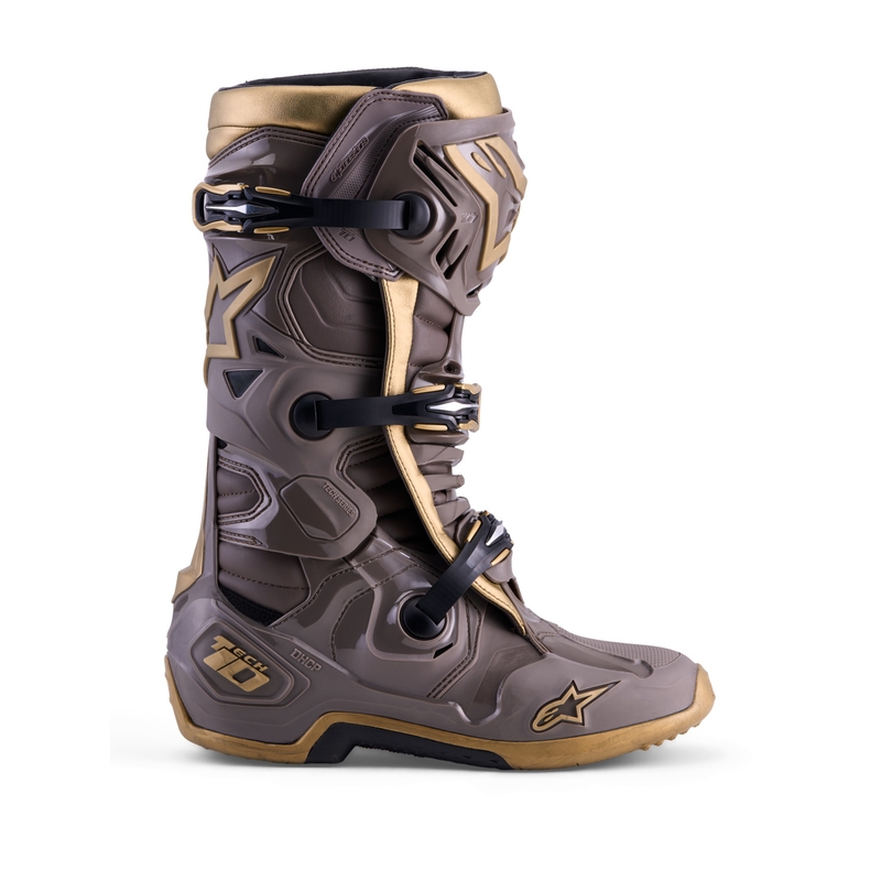 Alpinestars TECH 10 Limited Edition AIR GOLD mootorrattasaapad pruunid-kuldsed