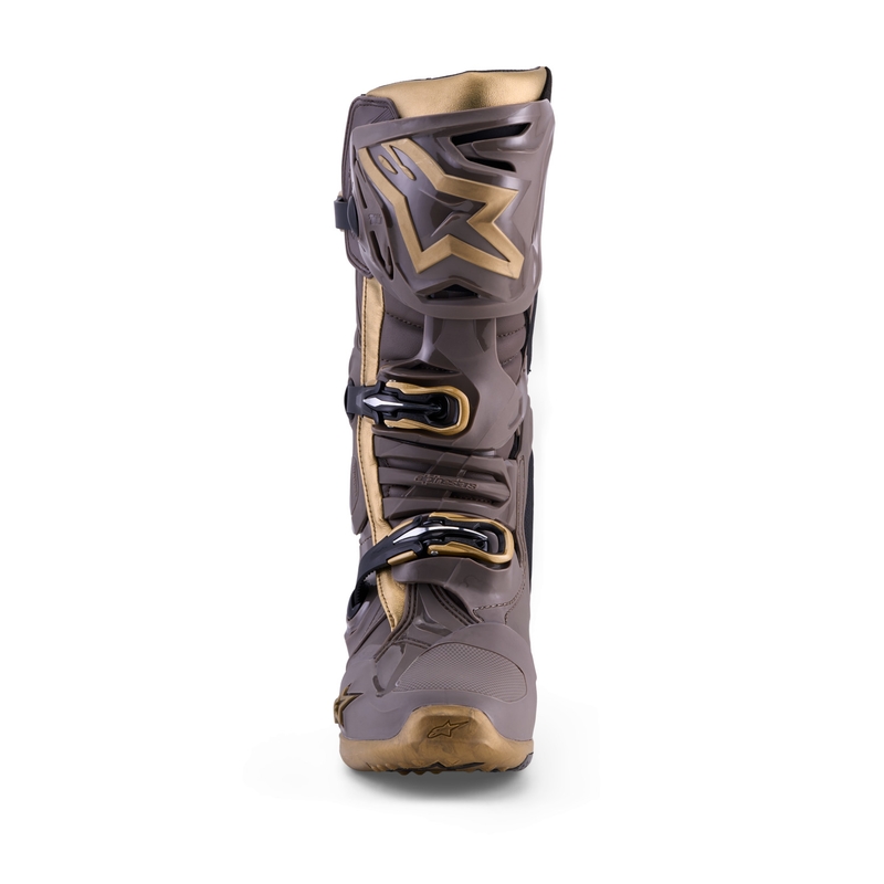 Alpinestars TECH 10 Limited Edition AIR GOLD mootorrattasaapad pruunid-kuldsed
