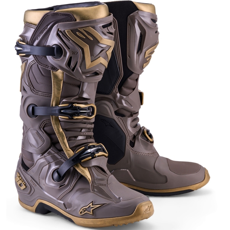 Alpinestars TECH 10 Limited Edition AIR GOLD mootorrattasaapad pruunid-kuldsed