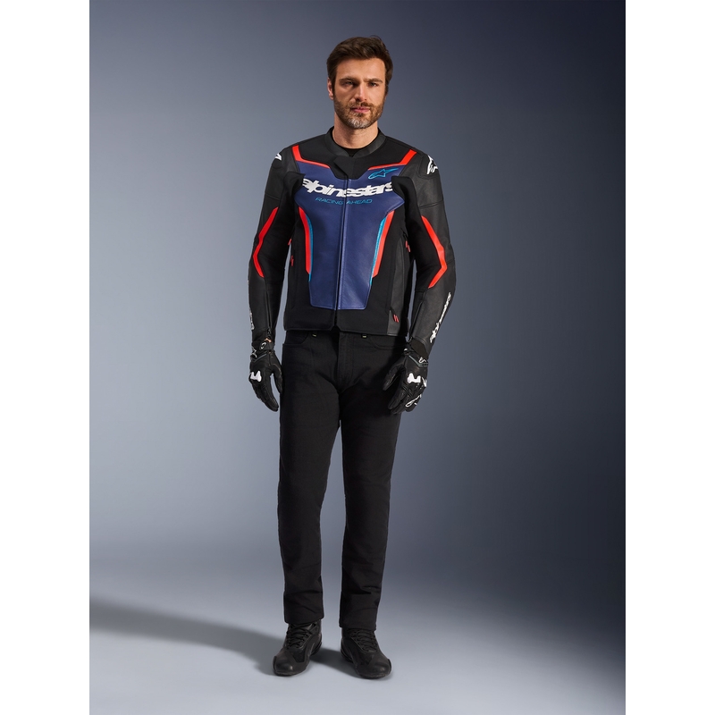 Alpinestars GP Force V2 nahkjakk must-sinine-fluopunane