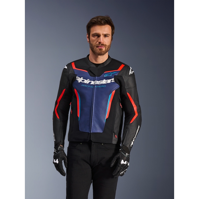 Alpinestars GP Force V2 nahkjakk must-sinine-fluopunane