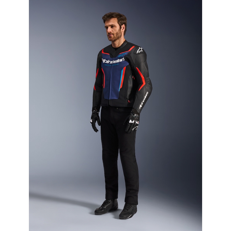 Alpinestars GP Force V2 nahkjakk must-sinine-fluopunane