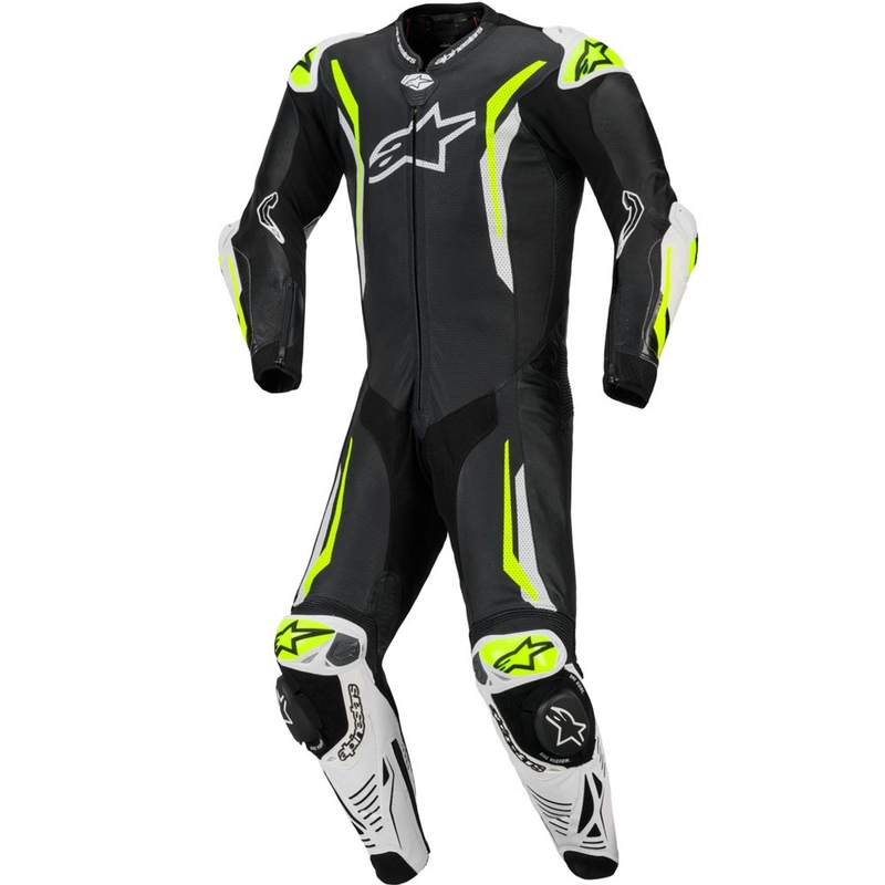 Alpinestars GP TECH V5 nahkkombinesoon must-valge-fluorestseeruv kollane