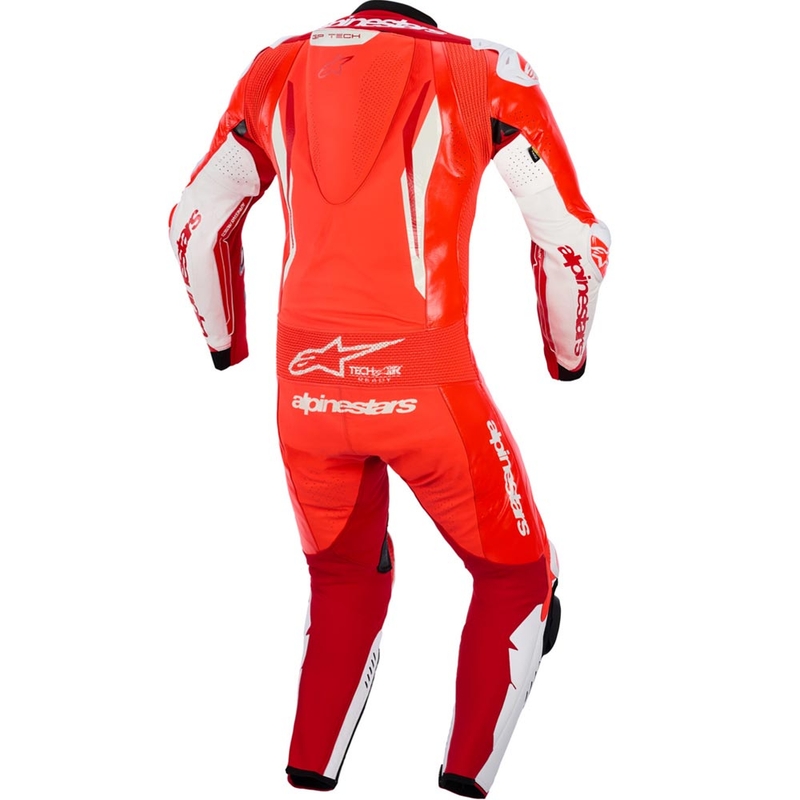 Alpinestars GP TECH V5 ühes tükis mootorratta nahkkombinesoon fluo punane-punane-valge