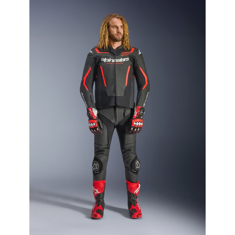 Alpinestars GP Force V2 nahkjakk must-fluorestseeriv punane-valge