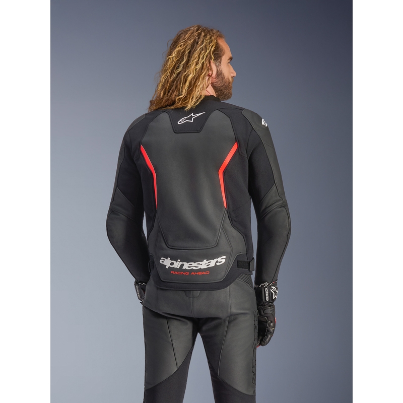Alpinestars GP Force V2 nahkjakk must-fluorestseeriv punane-valge