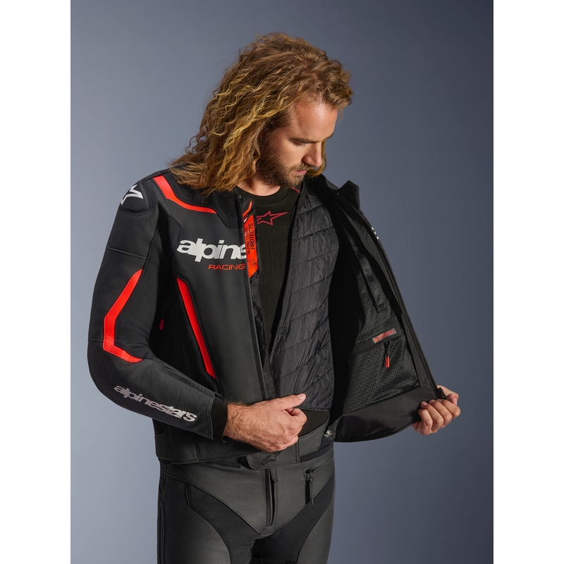 Alpinestars GP Force V2 nahkjakk must-fluorestseeriv punane-valge