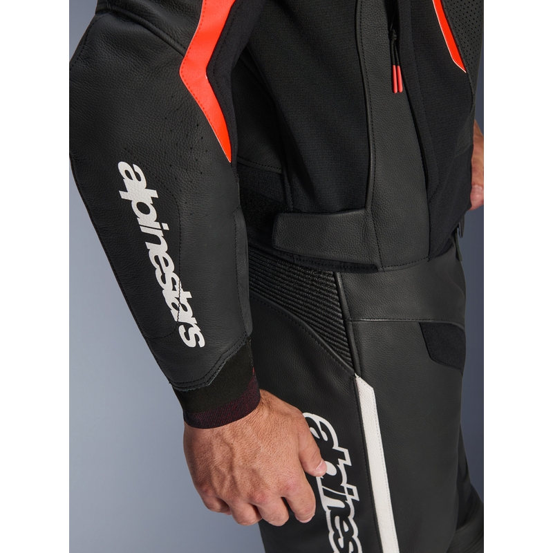Alpinestars GP Force V2 nahkjakk must-fluorestseeriv punane-valge