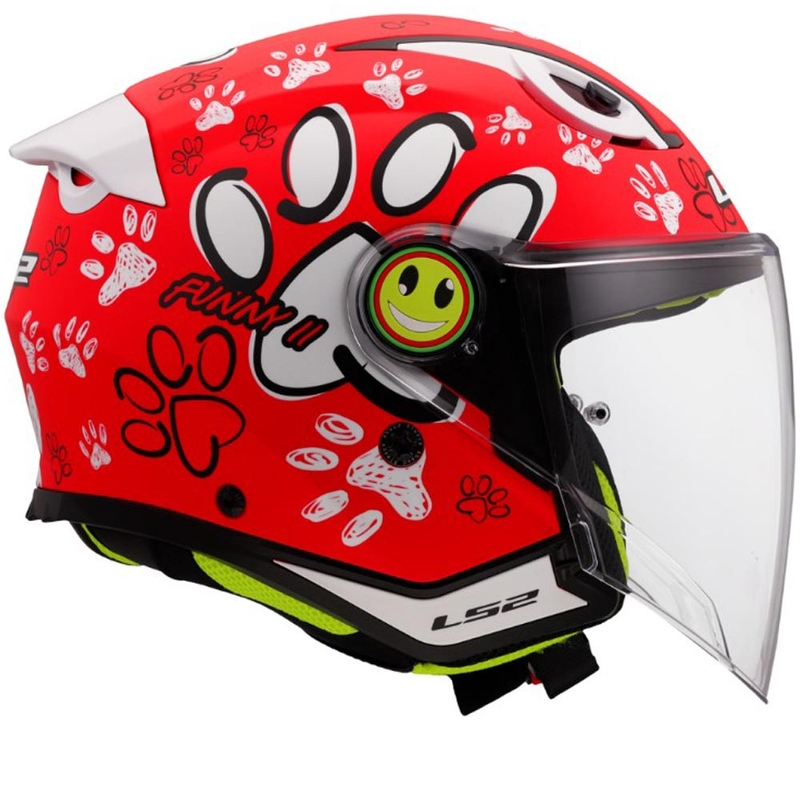 Laste avatud mootorrattakiiver LS2 OF622 Funny II Paws punane