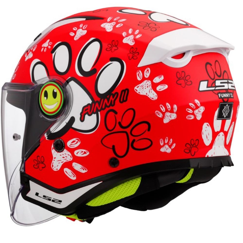 Laste avatud mootorrattakiiver LS2 OF622 Funny II Paws punane