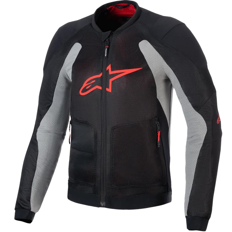 Alpinestars TROOP-AIR PRO must-hall-punane mootorratta jope
