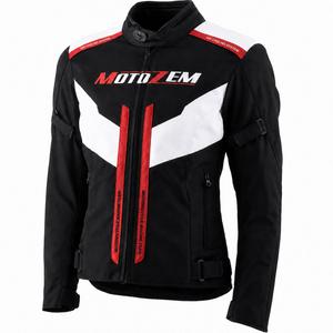 Naiste mootorrattajakk Motozem Team 2 must-valge