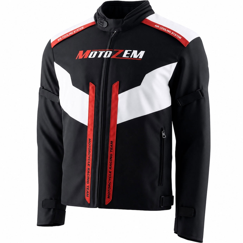 Motozem Team 2 mootorratta jope must-valge
