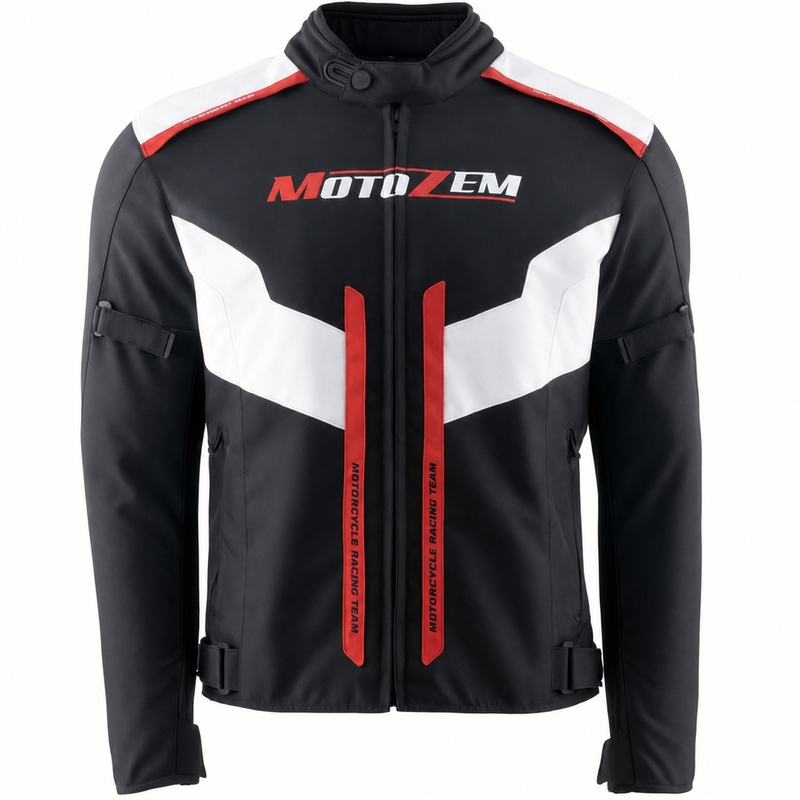 Motozem Team 2 mootorratta jope must-valge