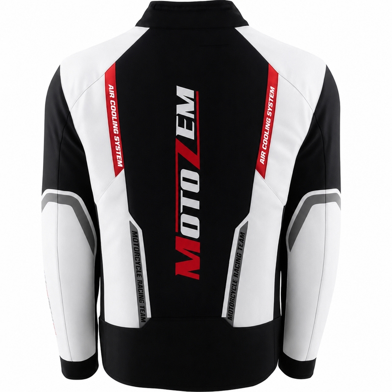 Motozem Team 2 mootorratta jope must-valge