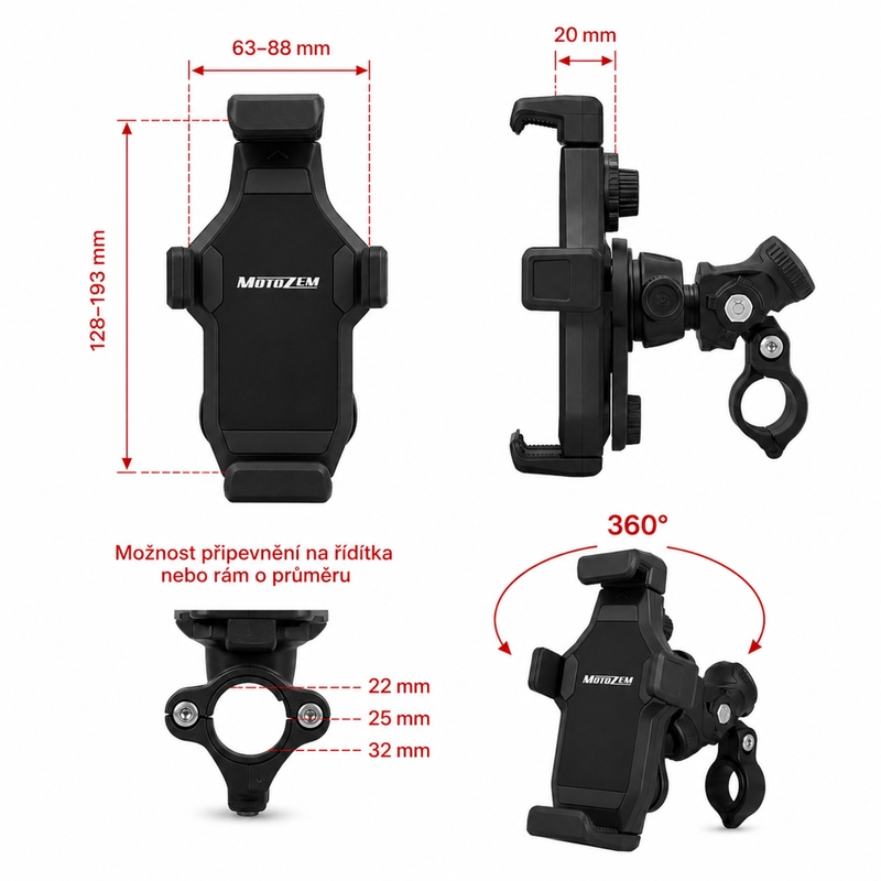 Vibratsioonivastane mootorrattahoidik lukuga MotoZem Grip PRO must