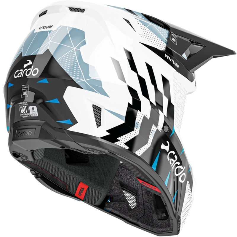 Motokrossi kiiver intercomiga Cardo Venture must-valge-hall