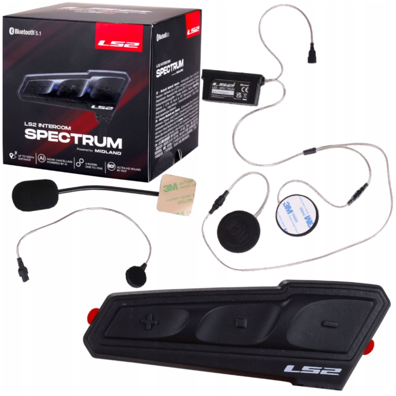 Bluetooth mootorratta intercom LS2 Spectrum must