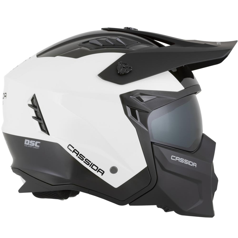 Modulaarne mootorrattakiiver Cassida Cross Country Dual valge-must