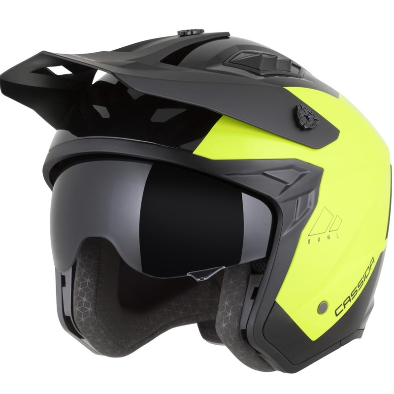 Moodulmootorratta kiiver Cassida Cross Country Dual fluorestsentskollane-must