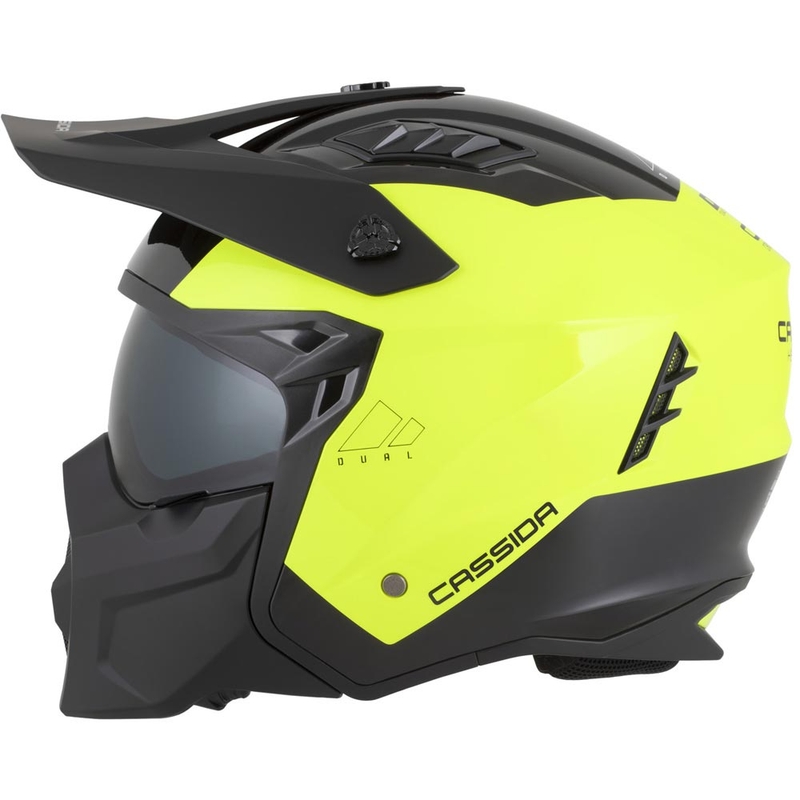 Moodulmootorratta kiiver Cassida Cross Country Dual fluorestsentskollane-must