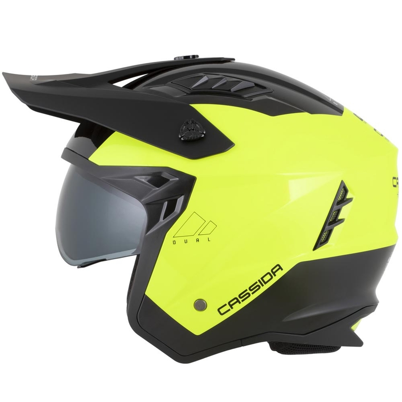 Moodulmootorratta kiiver Cassida Cross Country Dual fluorestsentskollane-must