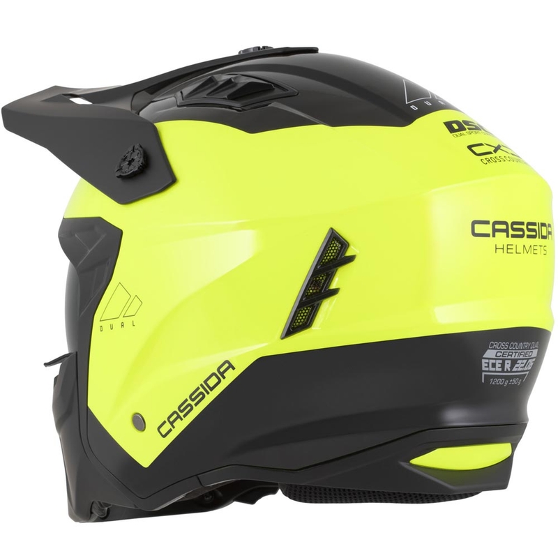 Moodulmootorratta kiiver Cassida Cross Country Dual fluorestsentskollane-must