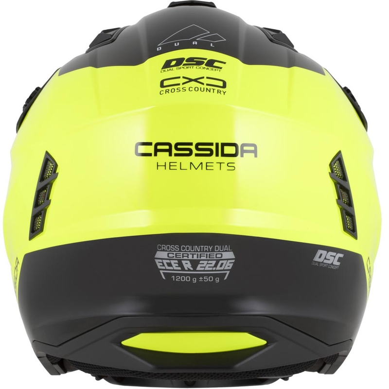 Moodulmootorratta kiiver Cassida Cross Country Dual fluorestsentskollane-must