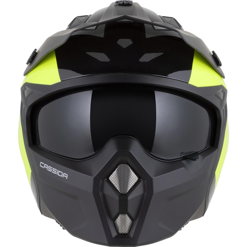 Moodulmootorratta kiiver Cassida Cross Country Dual fluorestsentskollane-must