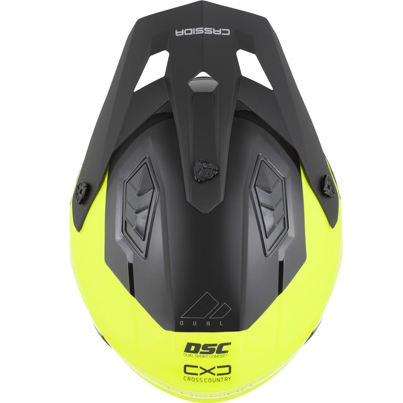 Moodulmootorratta kiiver Cassida Cross Country Dual fluorestsentskollane-must