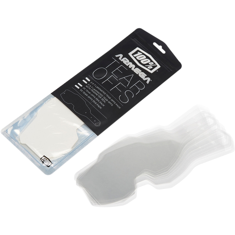 Lamineeritud rebenemisplaadid koos tihendiga motokrossiprillidele 100% ARMEGA