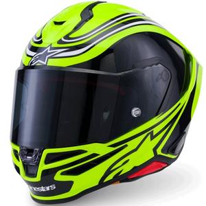 Alpinestars S-R7 Zeal täisnäoga mootorrattakiiver, fluorestsentskollane-must-valge
