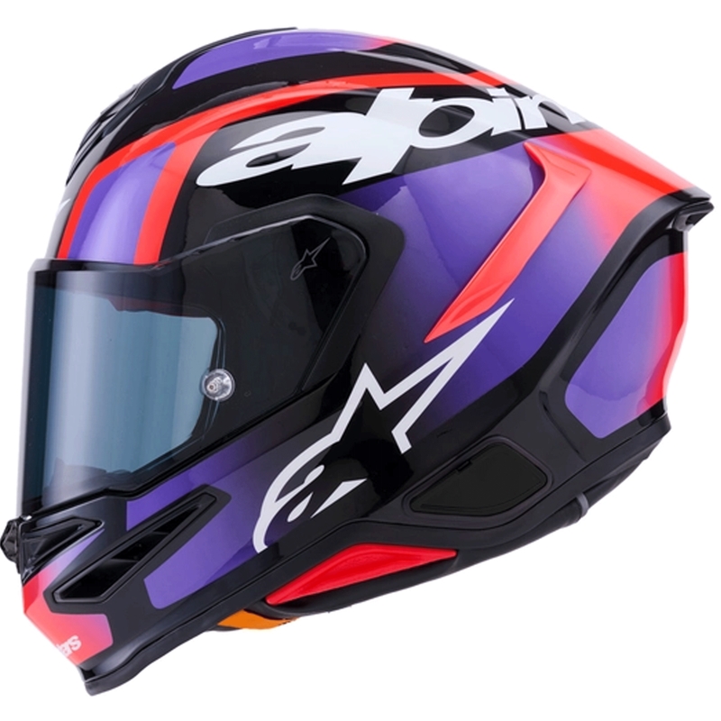 Alpinestars S-R7 Lumen täisnäoga mootorrattakiiver must-lilla-fluorestseeriv punane-valge