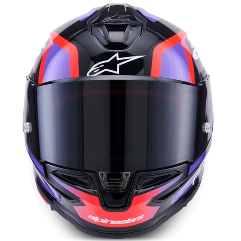 Alpinestars S-R7 Lumen täisnäoga mootorrattakiiver must-lilla-fluorestseeriv punane-valge
