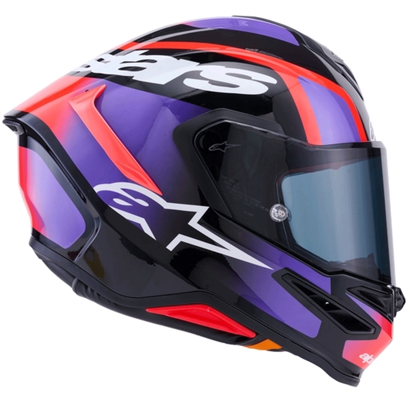 Alpinestars S-R7 Lumen täisnäoga mootorrattakiiver must-lilla-fluorestseeriv punane-valge