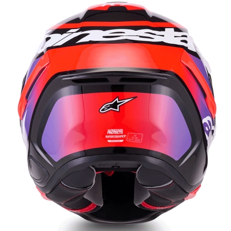 Alpinestars S-R7 Lumen täisnäoga mootorrattakiiver must-lilla-fluorestseeriv punane-valge