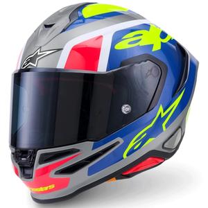 Alpinestars S-R7 Lumen täismaskiiver hõbe-must-roosa-fluorestseeruv kollane